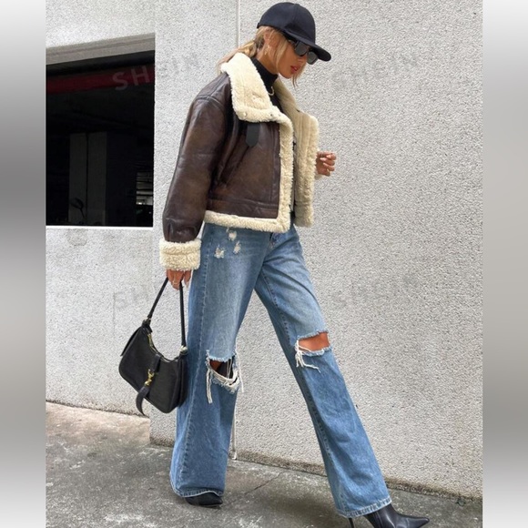 Essnce Teddy Lined PU Leather Jacket - Picture 2 of 4